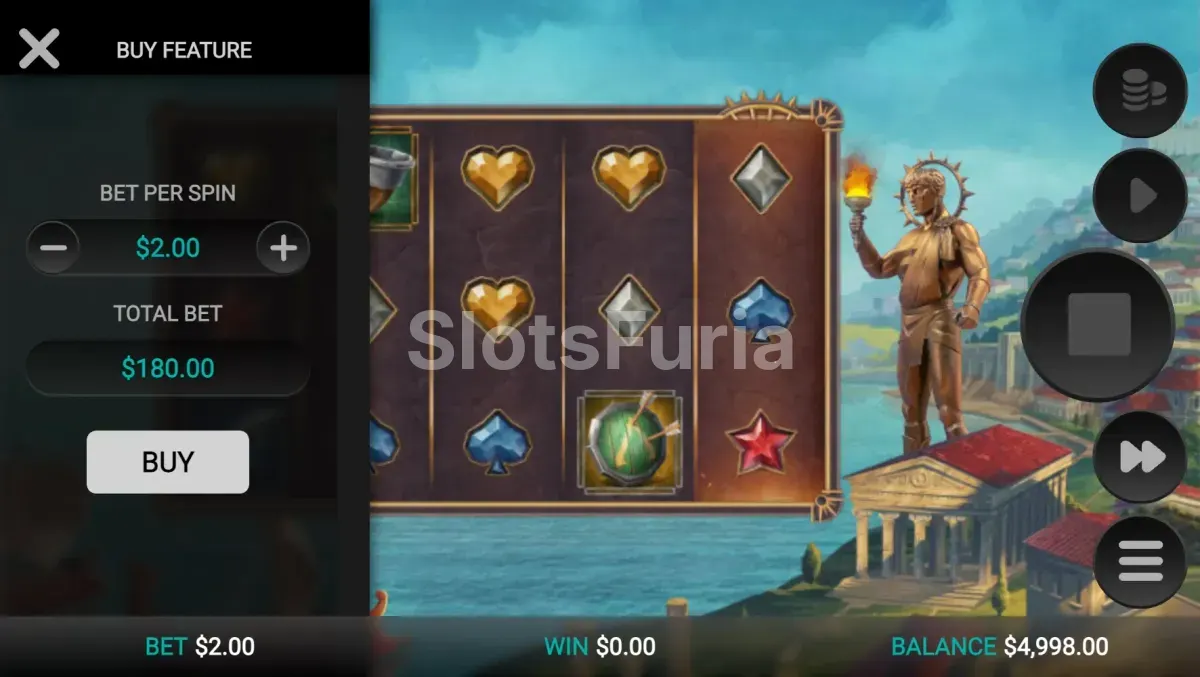 Opción de compra de bonos en Helios' Fury de Relax Gaming