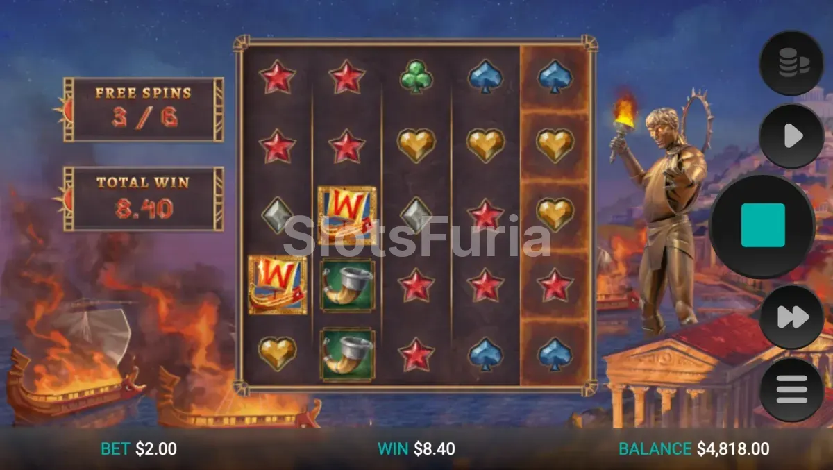 Fury Free Spins activados en Helios' Fury con wilds en movimiento