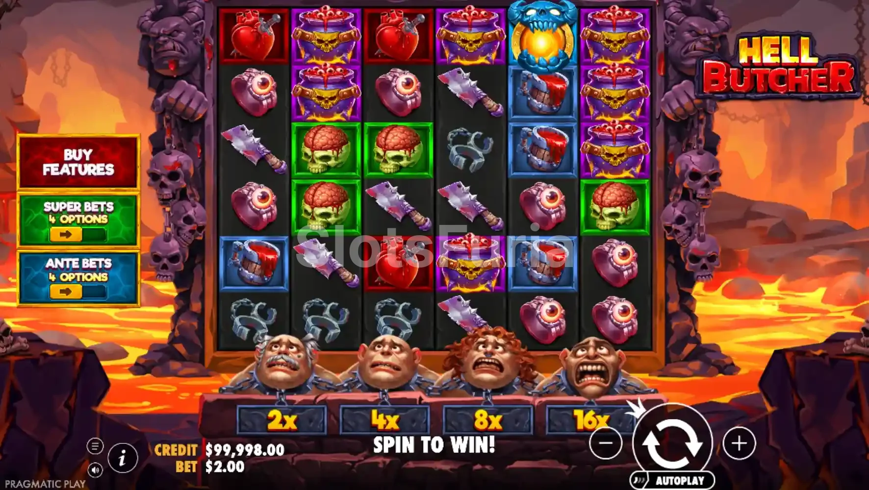 Juego base de Hell Butcher con la cuadrícula de 6x6
