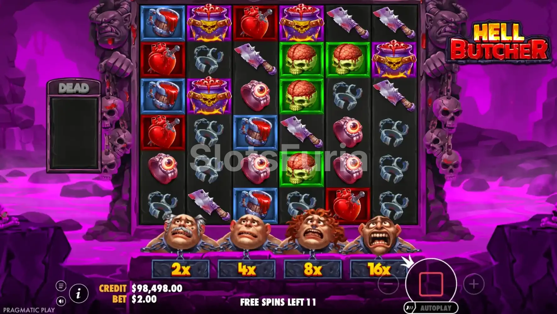 Giros gratis de Hell Butcher con wilds y multiplicadores