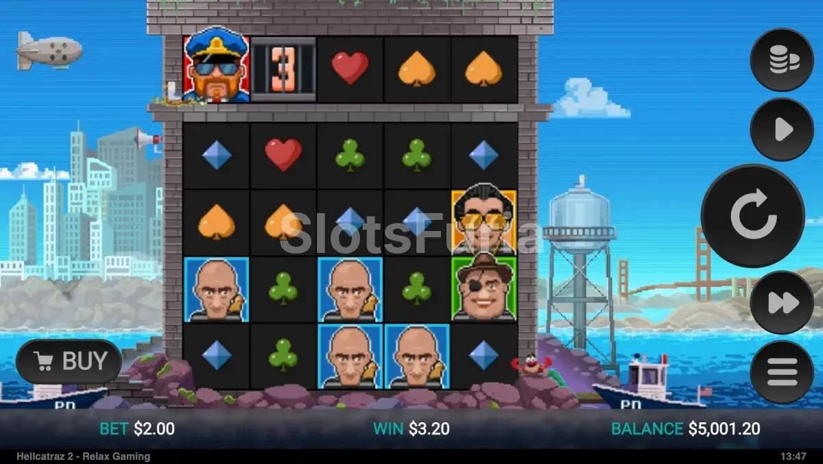 Pantalla principal del juego Hellcatraz 2 Dream Drop con la bahía de San Francisco de fondo