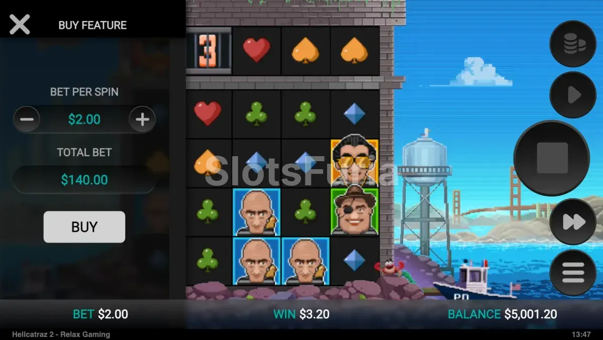 Opción de compra de bonus en Hellcatraz 2 Dream Drop con el precio en pantalla