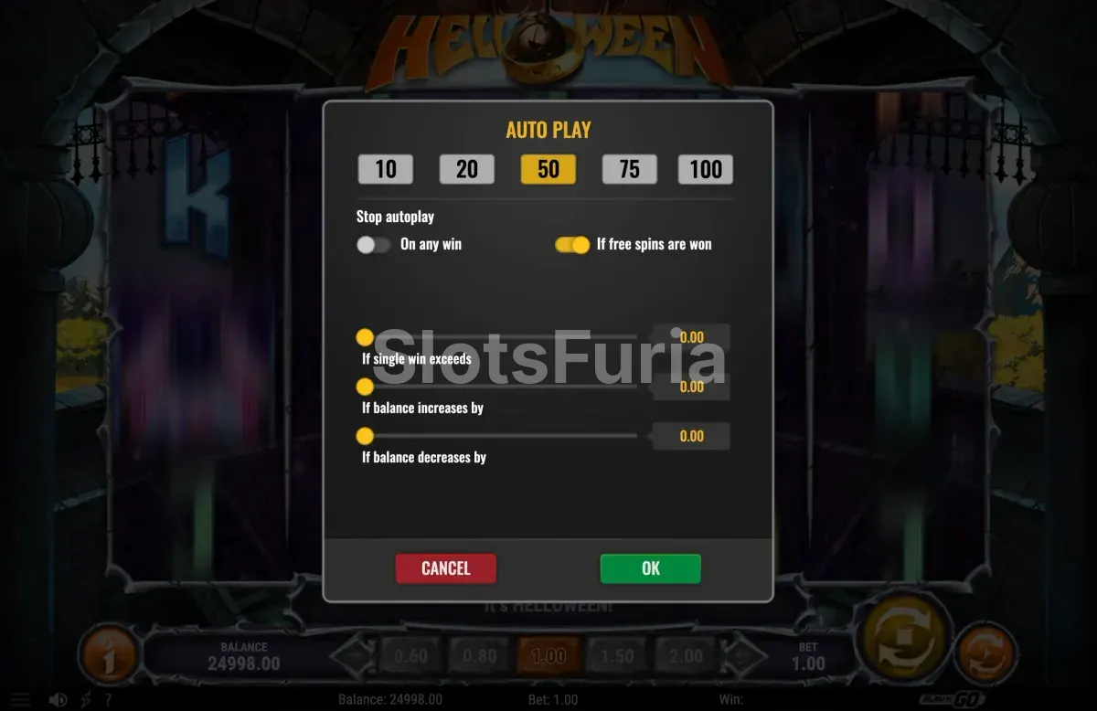 Menú de juego automático de Helloween