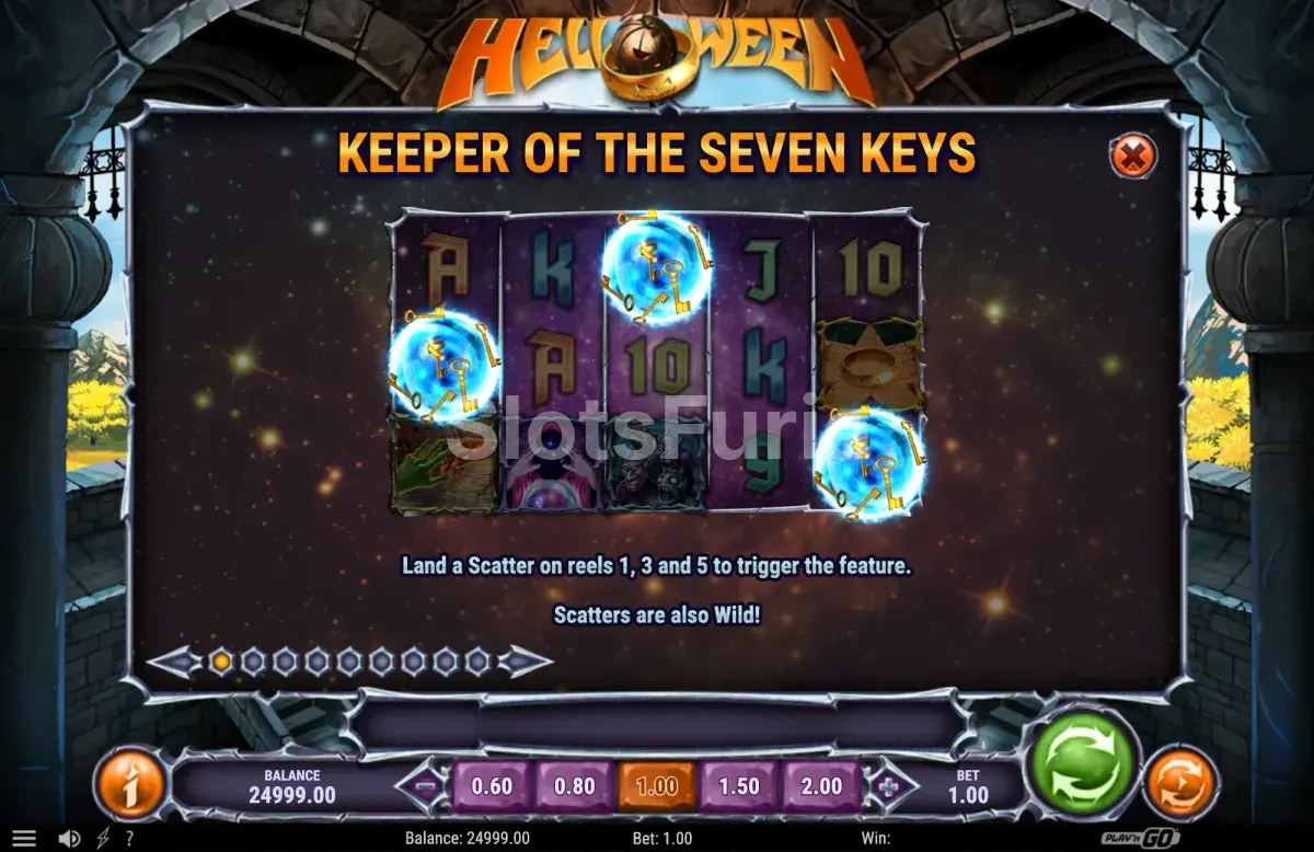 Tres llaves scatter de Helloween activando el bono