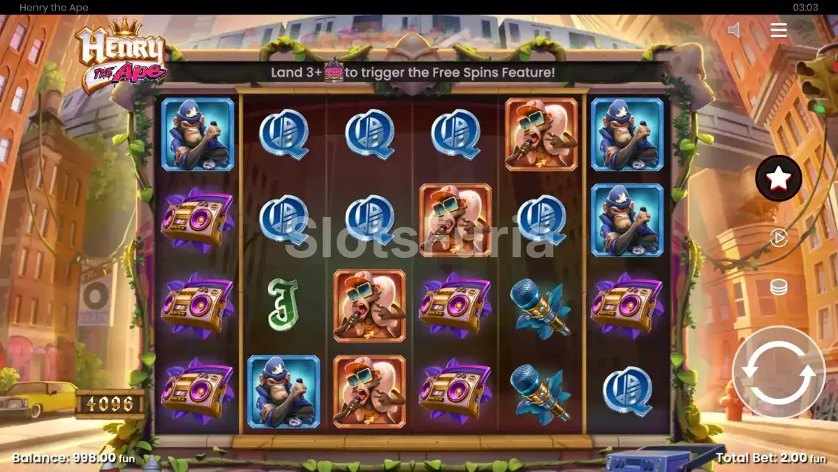 Pantalla principal del juego Henry The Ape en el casino