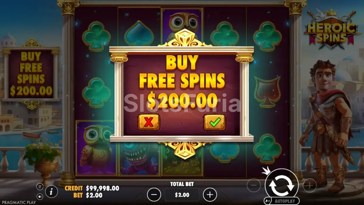 Función de compra de bonus disponible en Heroic Spins