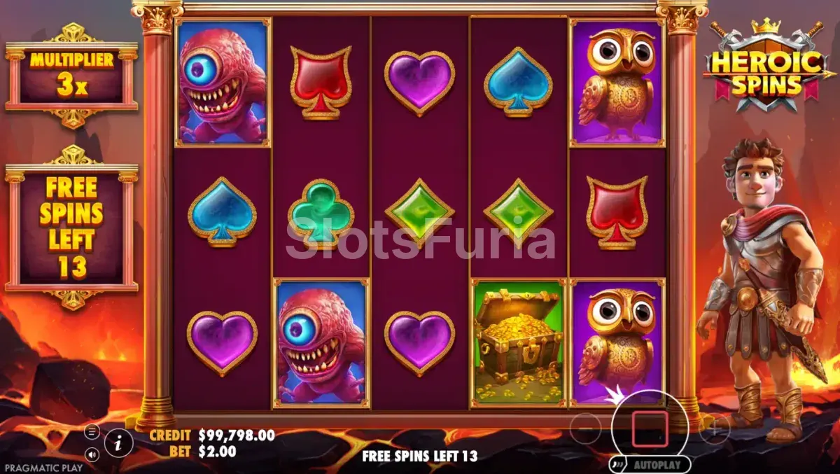 Ronda de giros gratis activa en Heroic Spins con multiplicadores