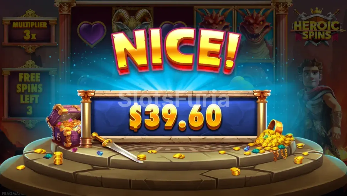 Gran victoria registrada en Heroic Spins durante la ronda de bonus
