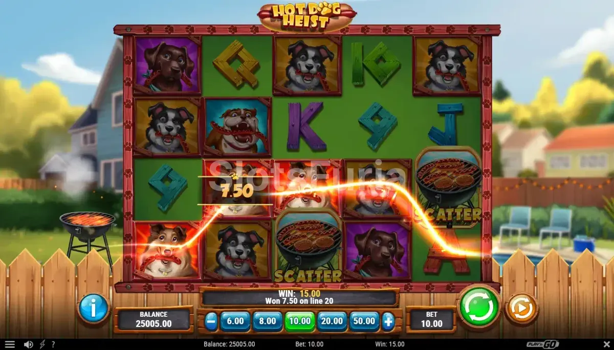 Resultado de giro en Hot Dog Heist con combinación ganadora activa