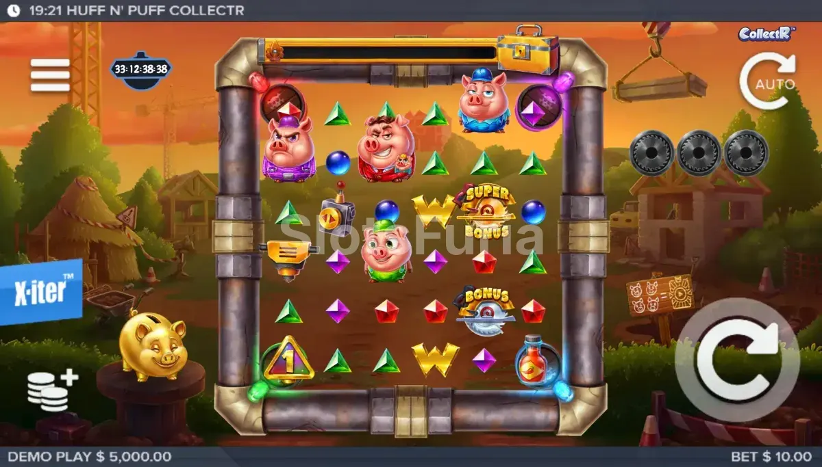 Pantalla principal del juego base de Huff N' Puff CollectR