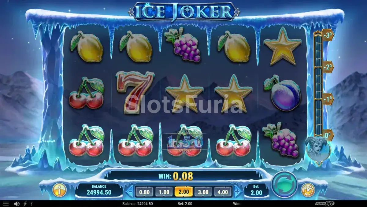 Segunda vista del juego base de Ice Joker con símbolos activos