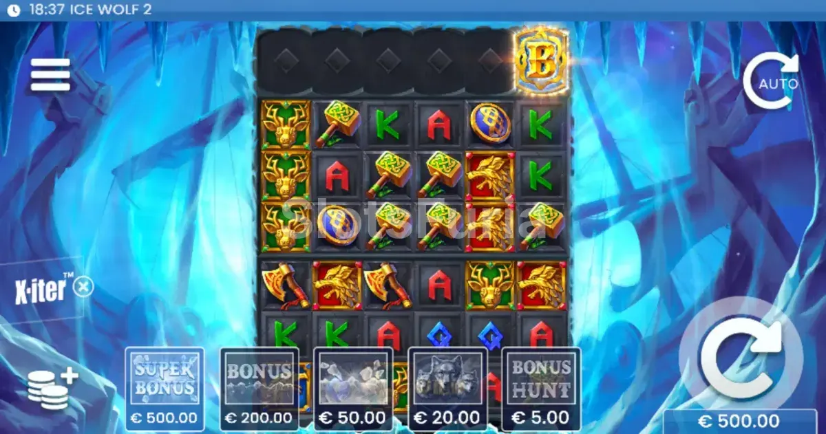 Menú de compra de bonos X-iter en Ice Wolf 2