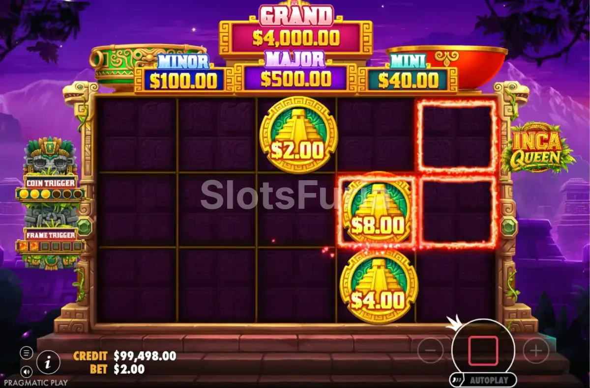 Ronda de giros gratis activa en la tragamonedas Inca Queen