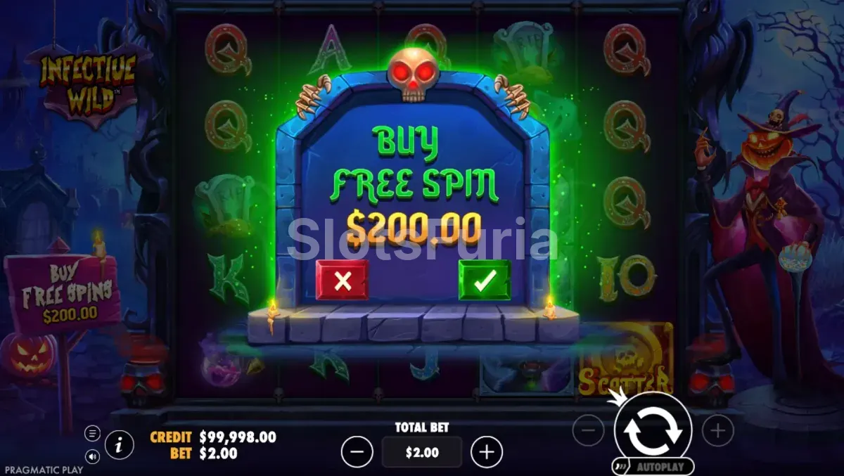Función de compra de bonus en Infective Wild