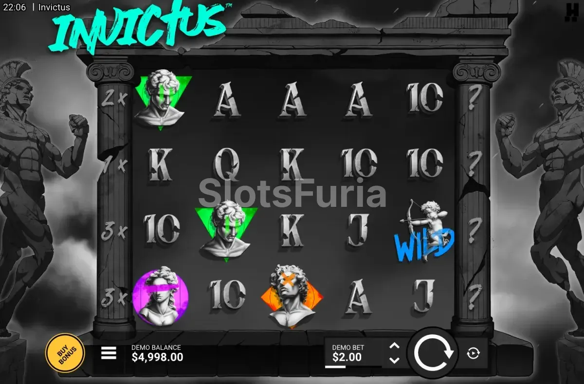 Juego base de Invictus con las columnas de multiplicadores