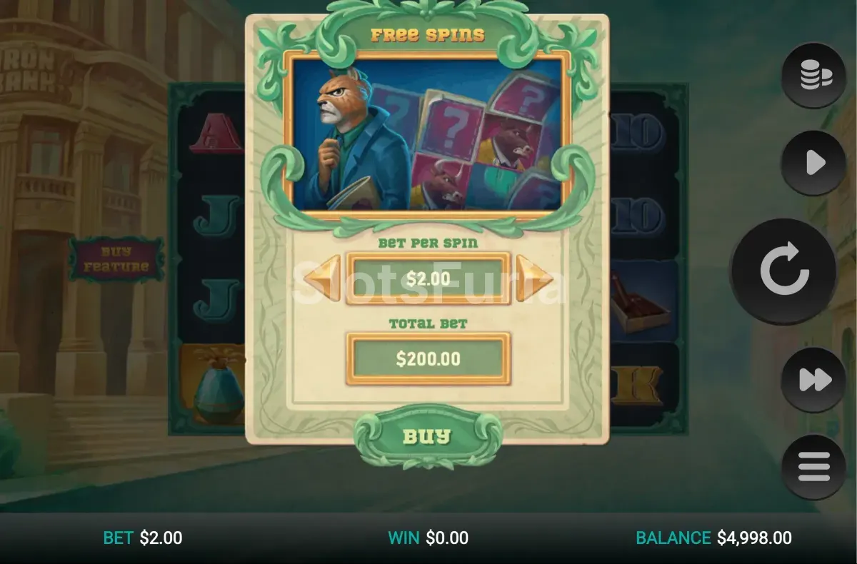 Función de compra de bonus en Iron Bank de Relax Gaming