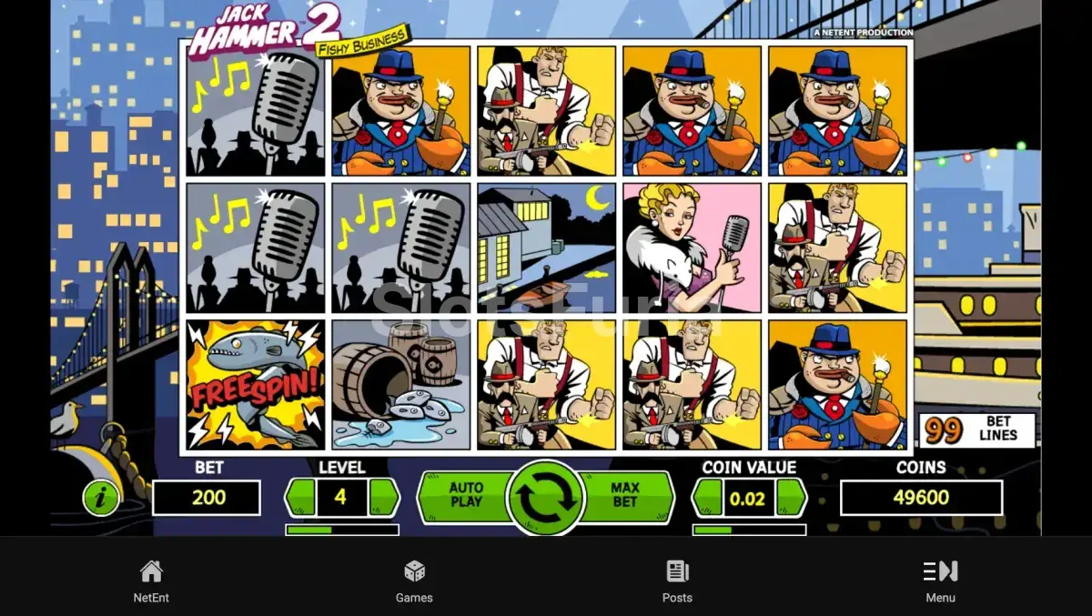 Segunda vista del juego base de Jack Hammer 2 mostrando sus símbolos temáticos