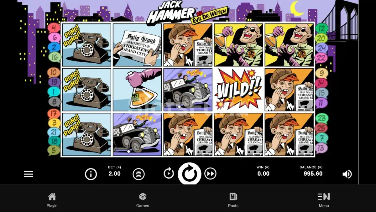 Segunda vista del juego base de Jack Hammer con el Sticky Win Respin en acción