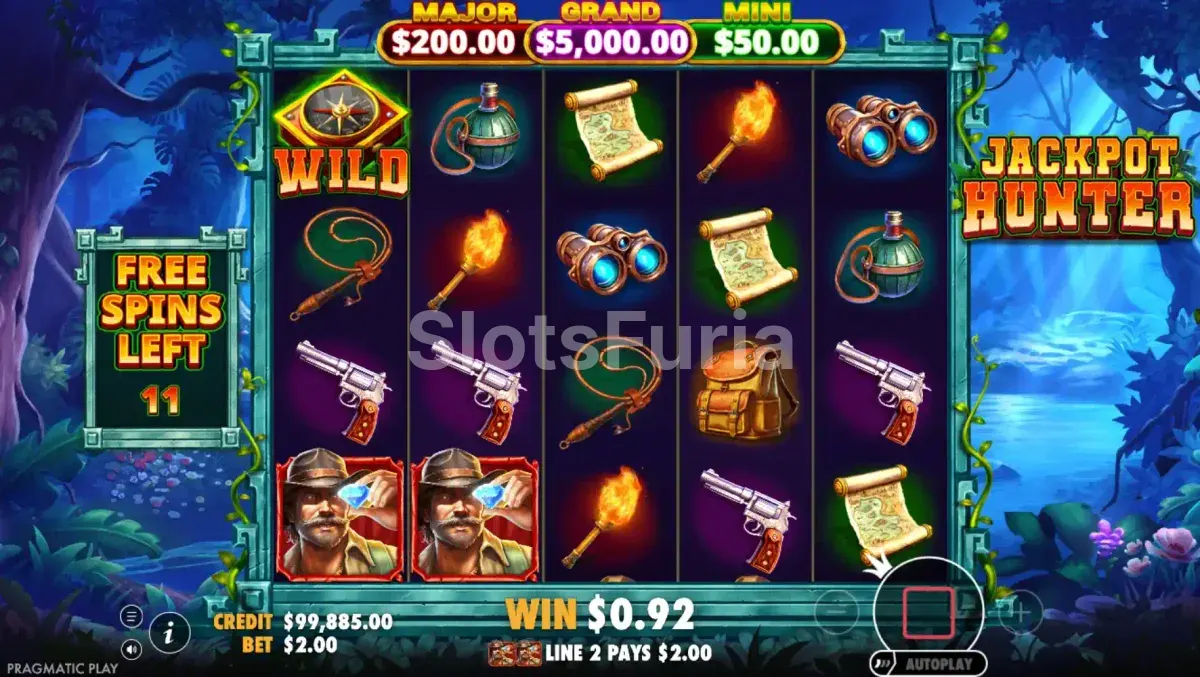 Ronda de tiradas gratis de Jackpot Hunter de noche