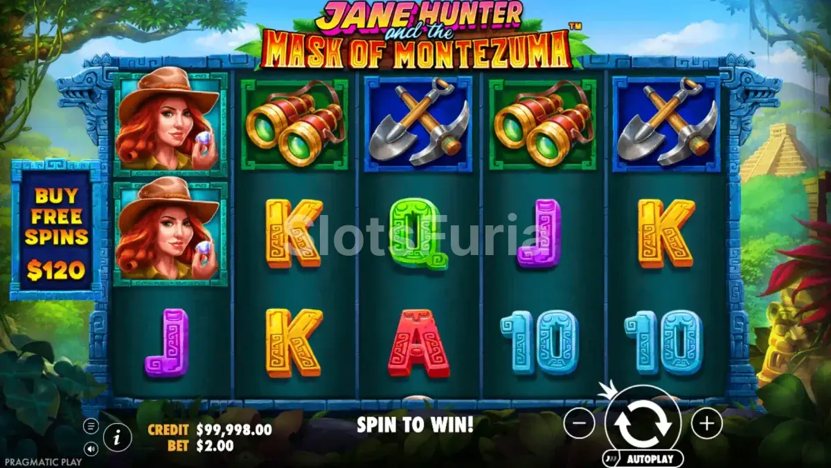 Pantalla principal del juego Jane Hunter and the Mask of Montezuma con sus cinco carretes