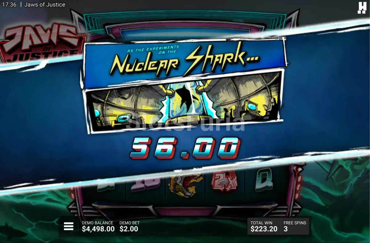Pantalla de gran premio conseguido en Jaws of Justice