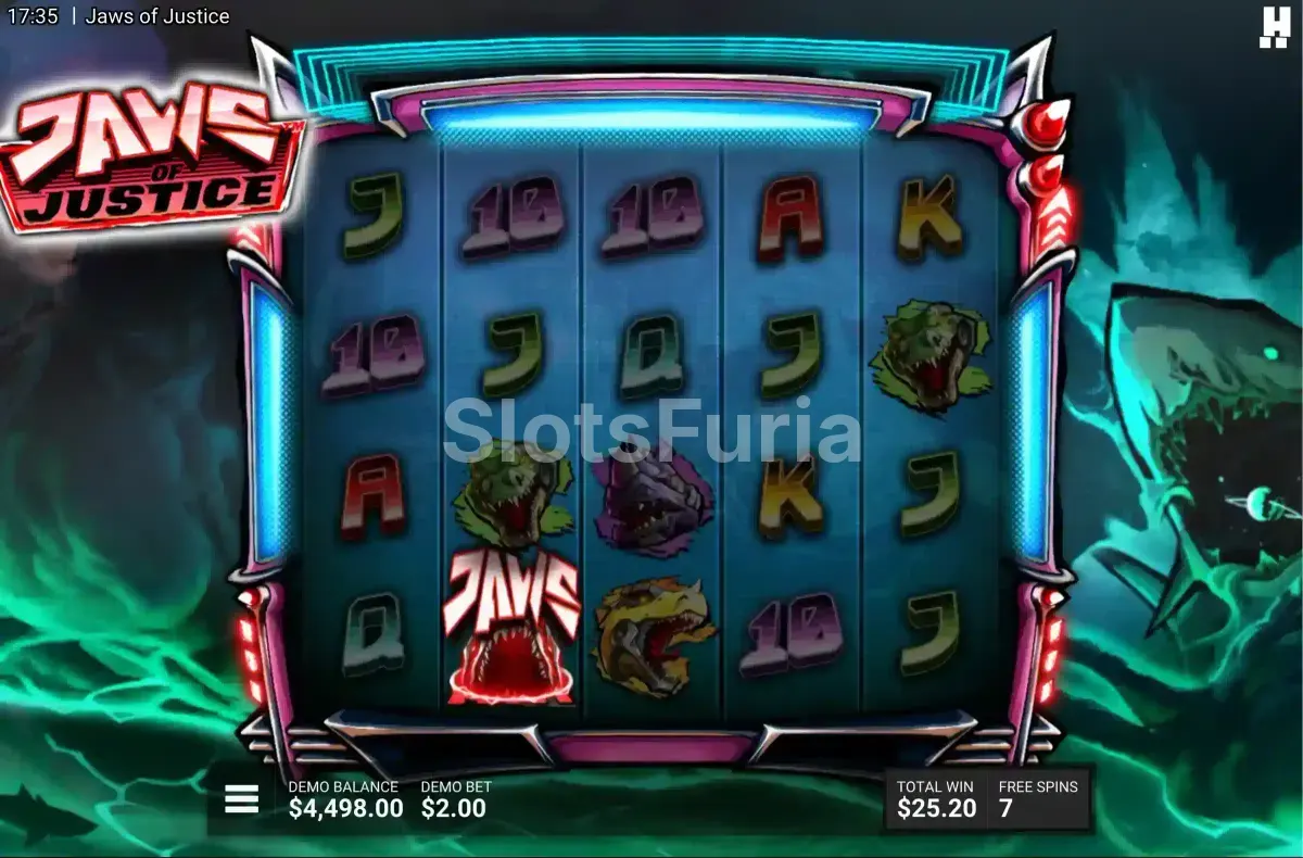 Ronda de giros gratuitos activa en Jaws of Justice