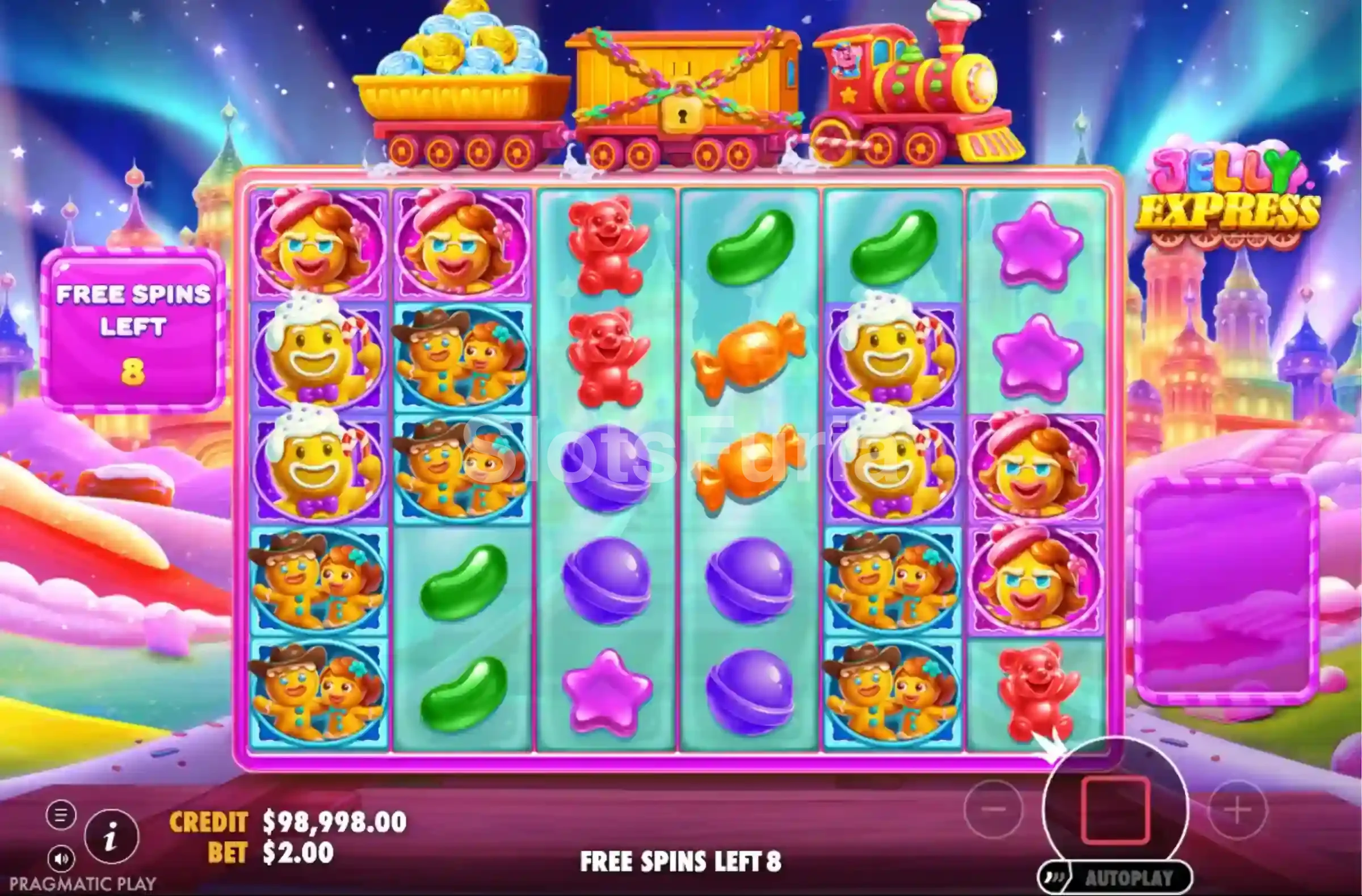 Ronda de giros gratis de Jelly Express con comodines multiplicadores