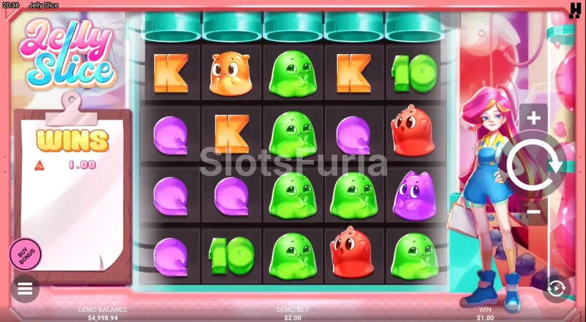 Pantalla principal del juego Jelly Slice con los personajes de gelatina