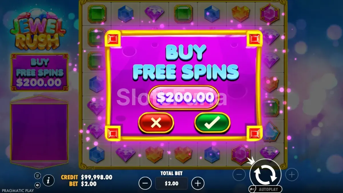 Pantalla de compra de bonus en Jewel Rush