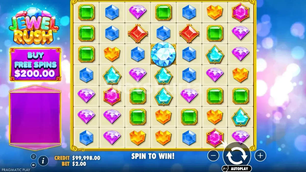 Pantalla principal del juego base en Jewel Rush