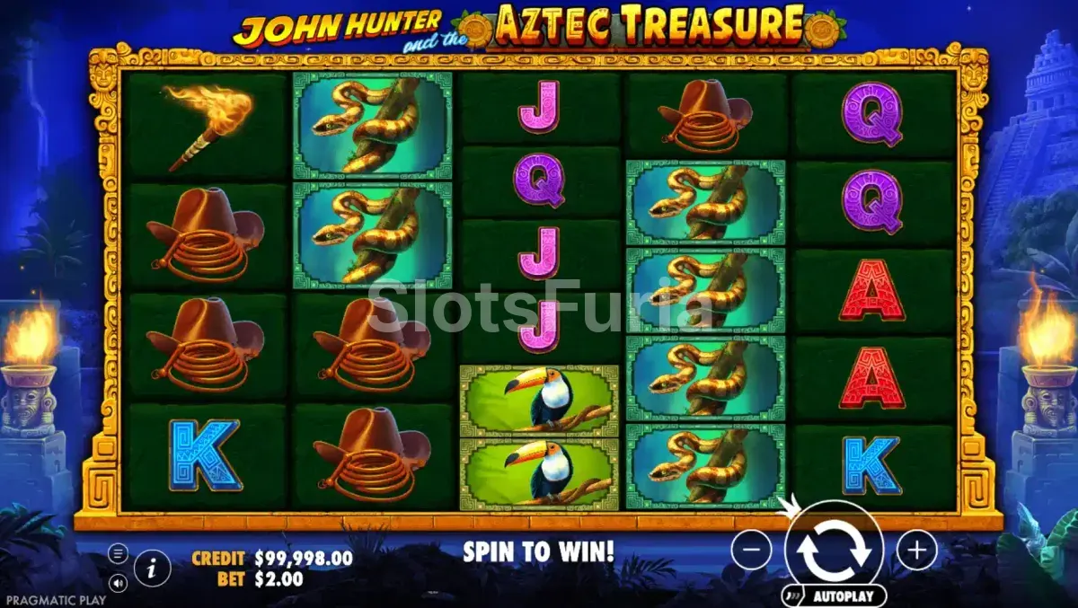 Pantalla principal del juego base en John Hunter and the Aztec Treasure