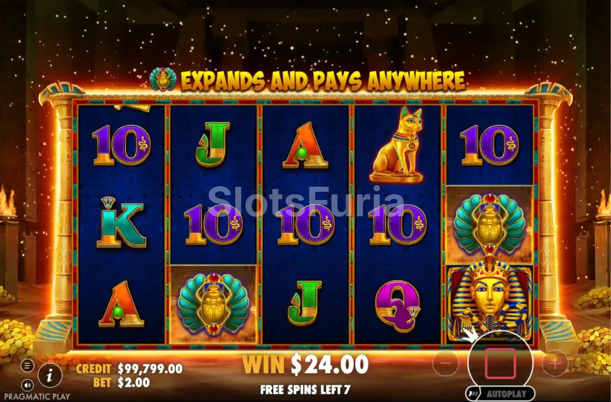 Ronda de tiradas gratuitas con símbolo expansivo en John Hunter and the Book of Tut