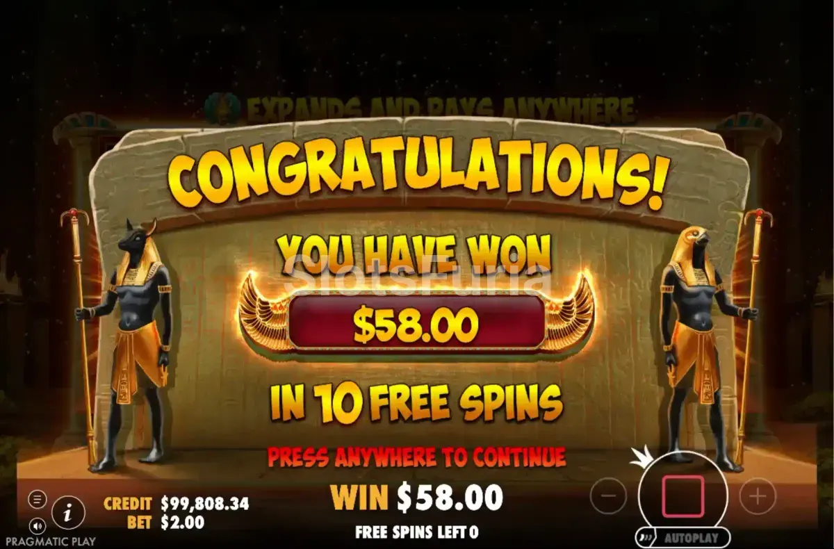 Gran victoria conseguida durante el bonus en John Hunter and the Book of Tut