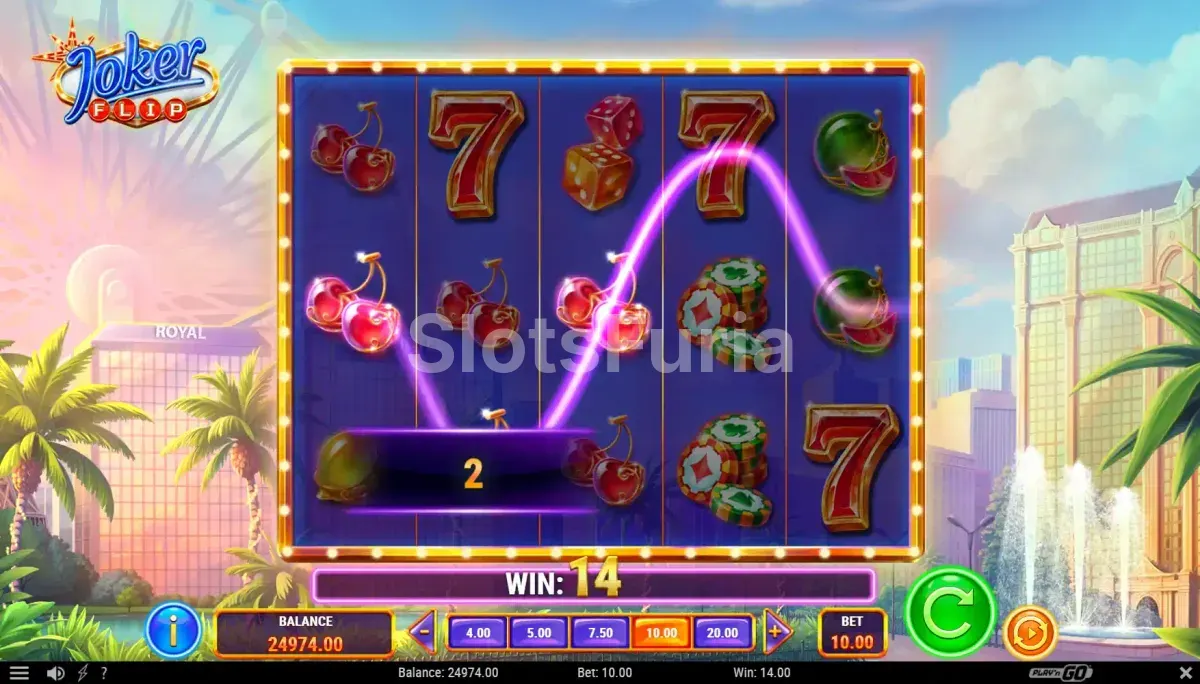Resultado de un giro en Joker Flip con la función especial activada