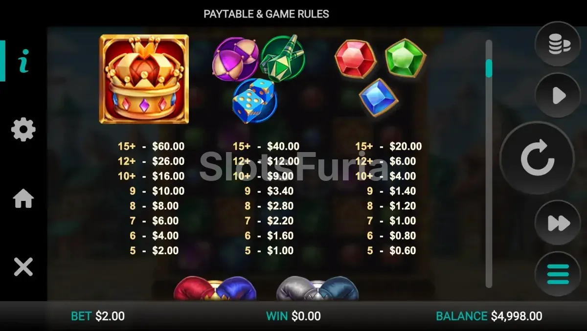 Tabla de pagos de Joker Split con todos los símbolos y sus valores