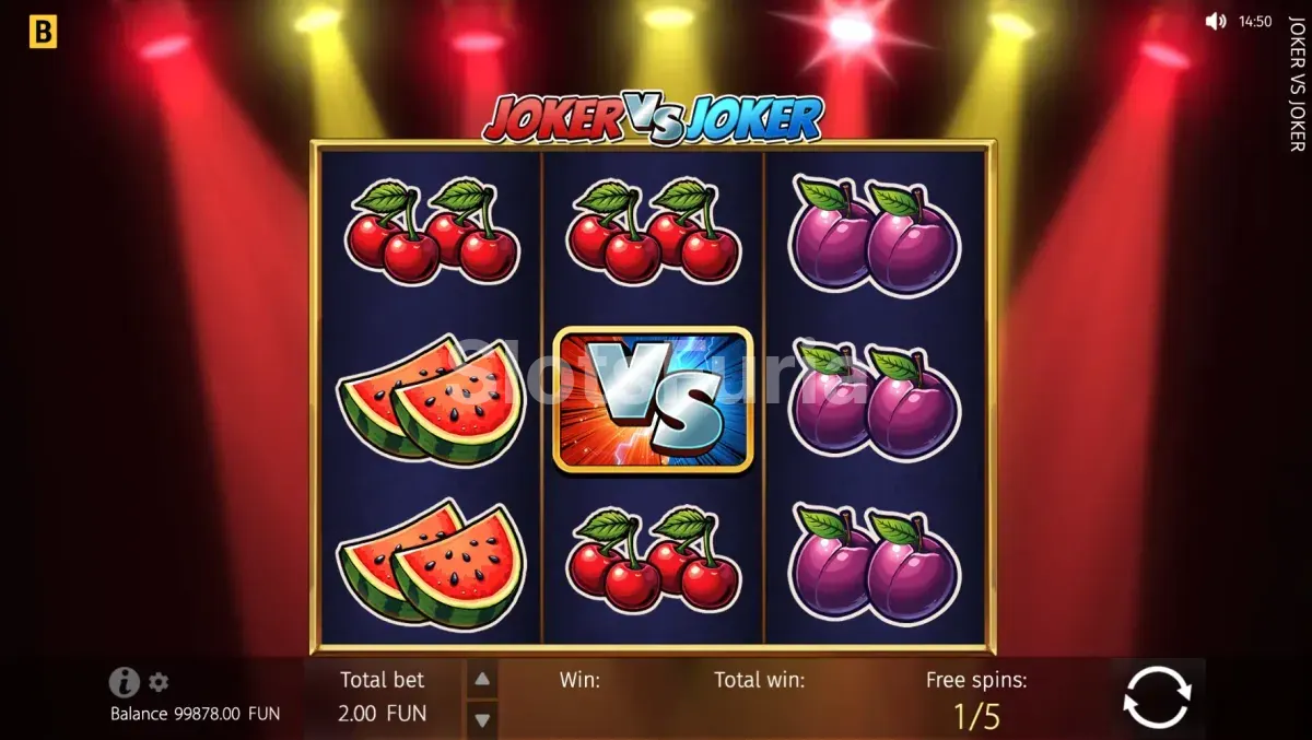 Ronda de giros gratis de Joker Vs Joker con el símbolo Vs activado
