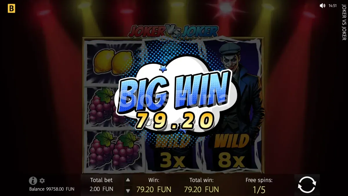 Gran victoria en Joker Vs Joker con el multiplicador máximo activado