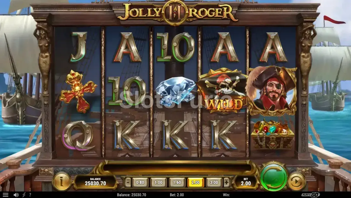 Segunda vista del juego base de Jolly Roger 2 mostrando los wilds en acción