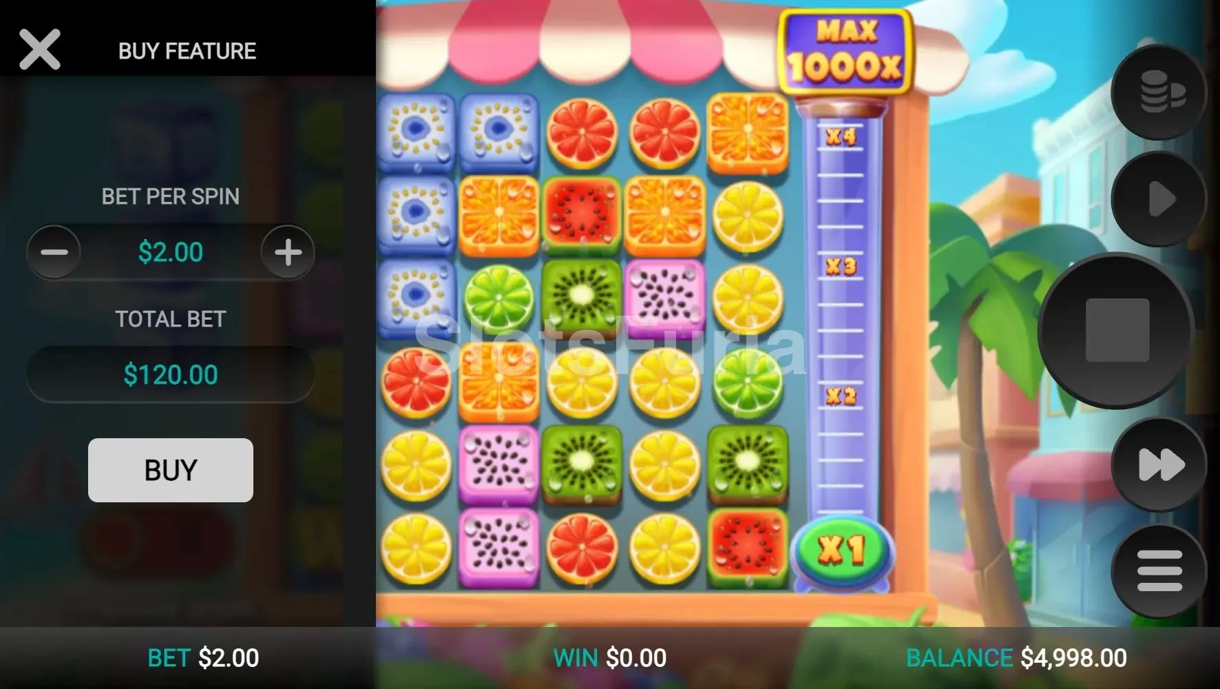 Opciones de compra de bonos en la tragamonedas Jumbo Juicy