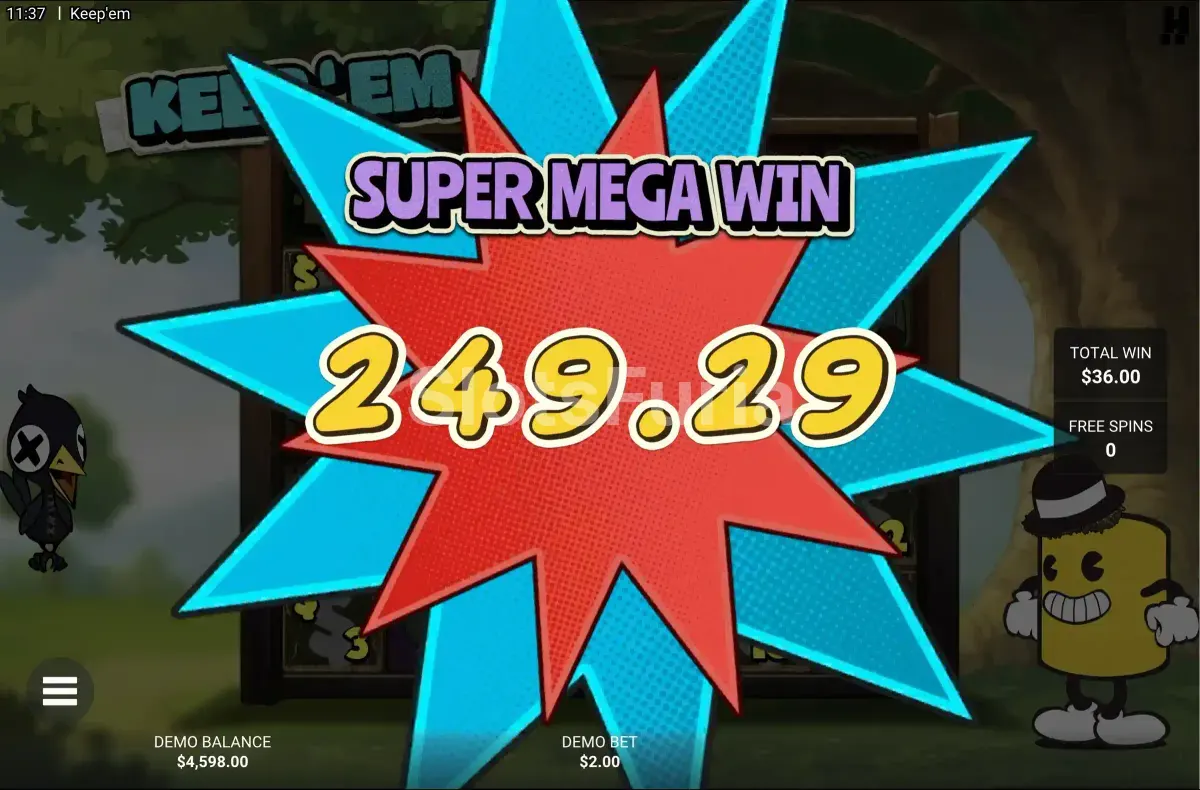 Gran victoria conseguida jugando a Keep 'Em de Hacksaw Gaming