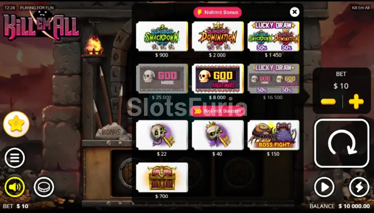Opción de compra de bonus en Kill Em All