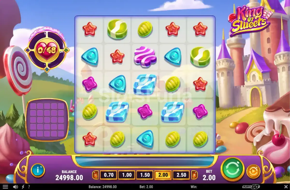 Pantalla principal del juego King of Sweets con sus 5 carretes