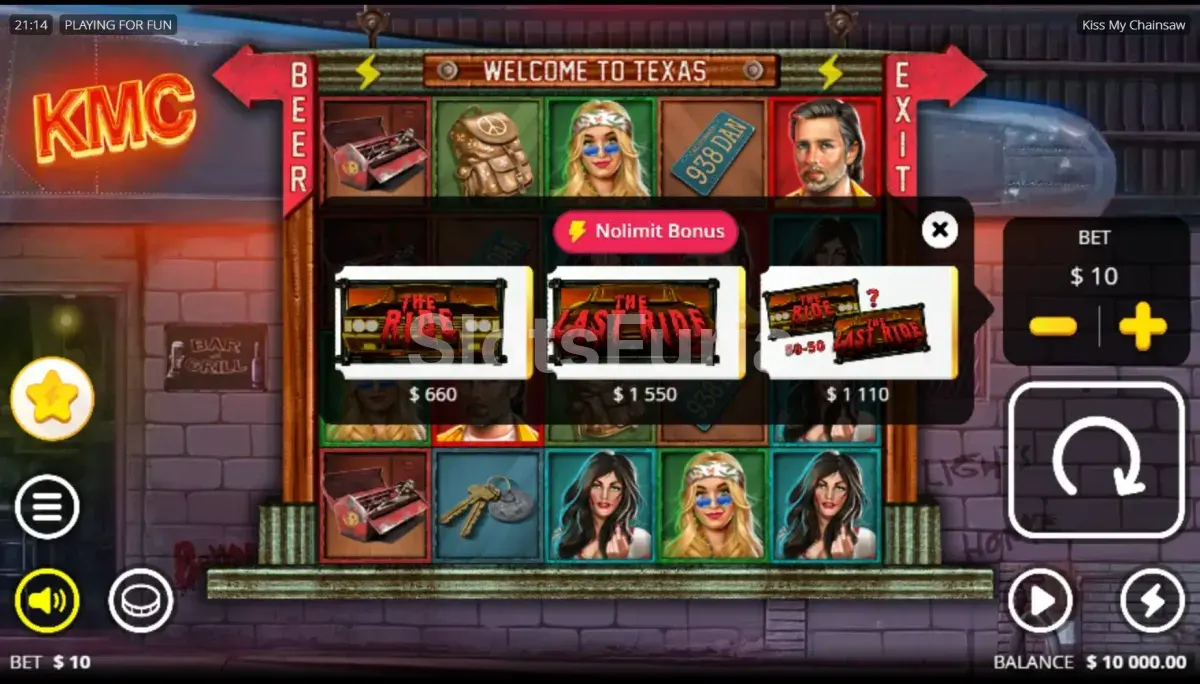 Opciones de compra de bonos disponibles en Kiss My Chainsaw