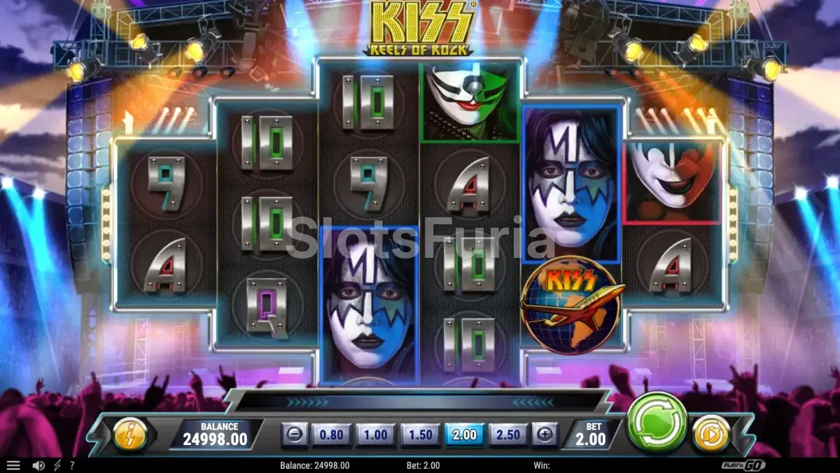 Pantalla principal de Kiss Reels of Rock con los rouleaux en acción