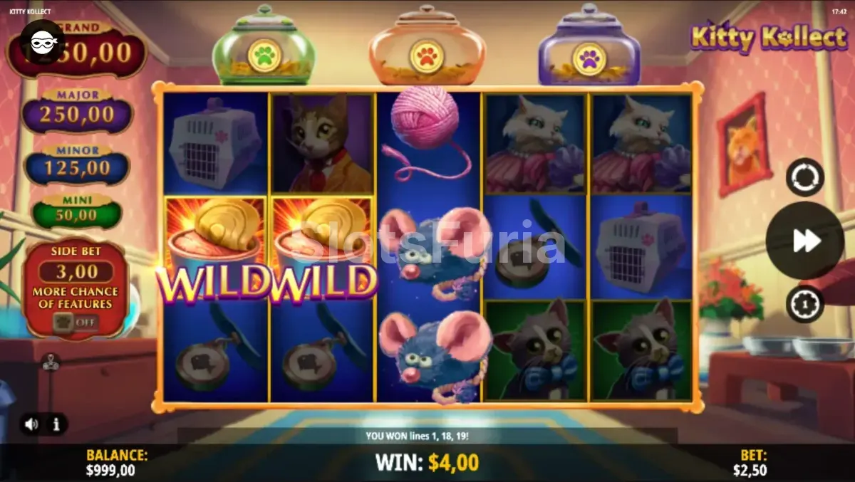 Segundo vistazo al tablero de juego de Kitty Kollect en plena acción