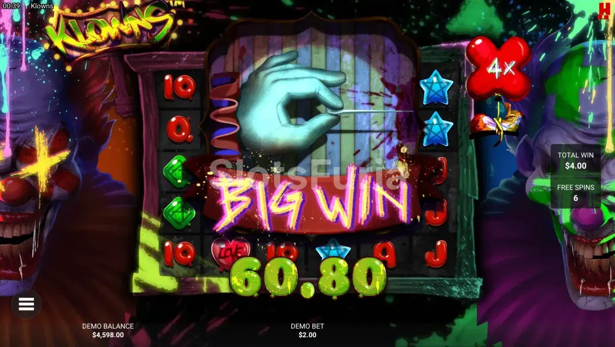 Gran victoria épica en la slot Klowns con multiplicadores máximos