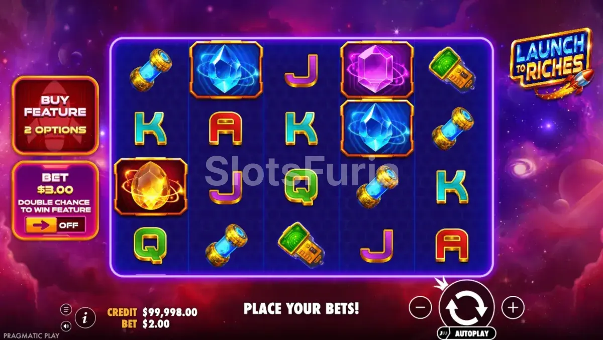 Pantalla principal del juego base de Launch to Riches