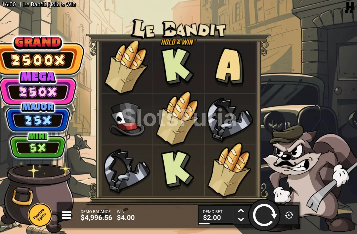 Vista de la partida base de Le Bandit Hold & Win