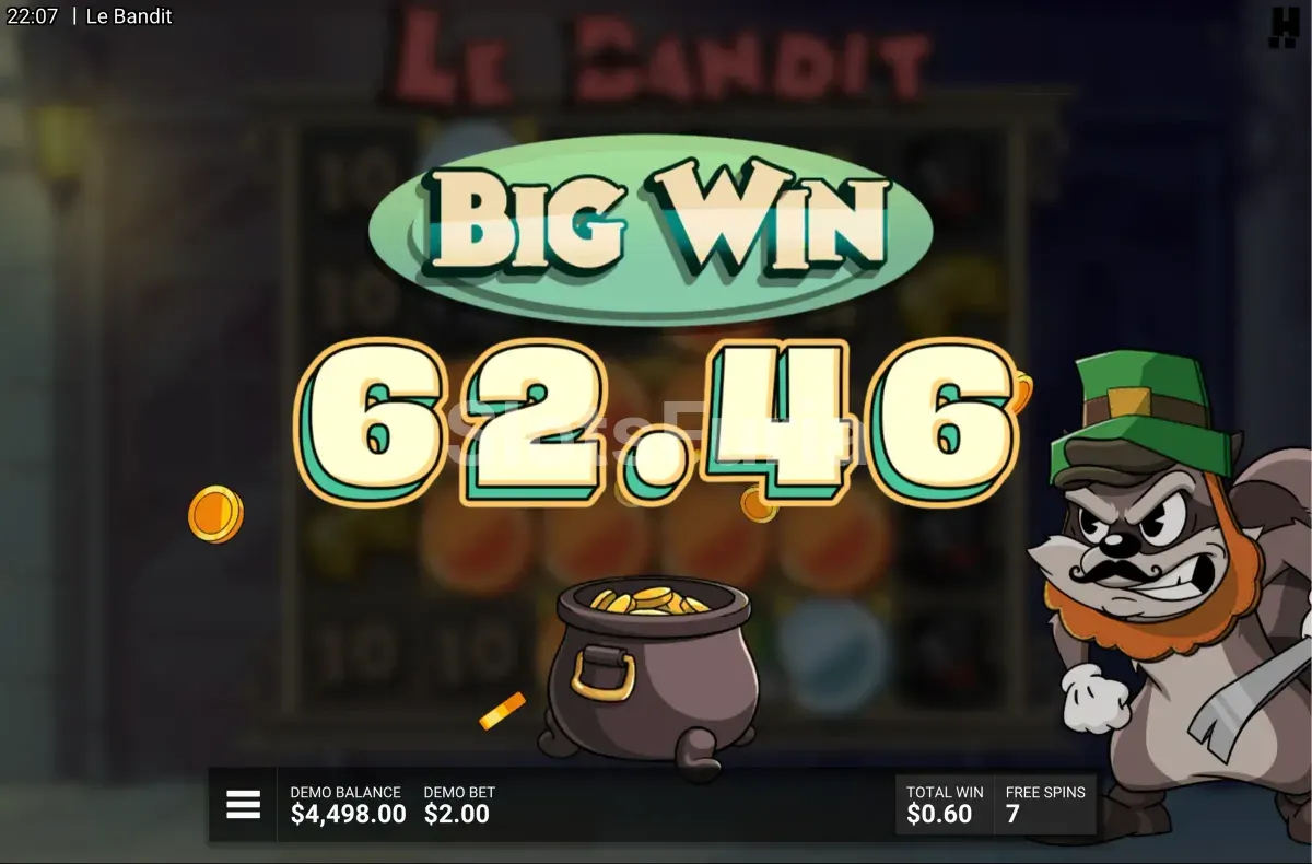 Gran victoria épica conseguida en Le Bandit con multiplicador máximo