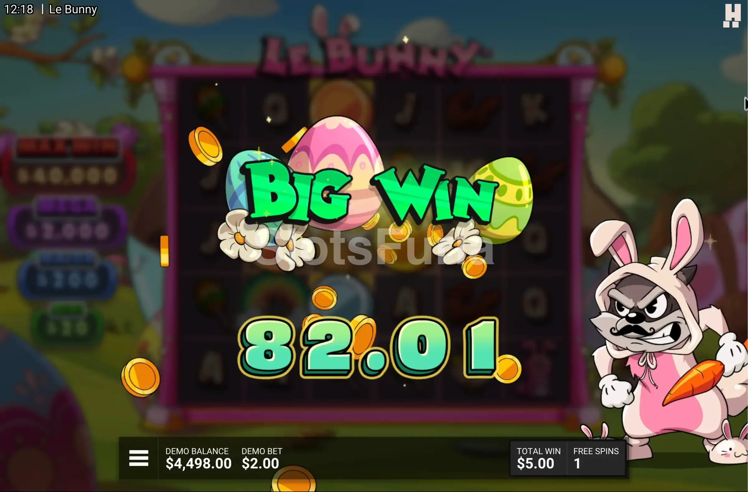Gran victoria conseguida en Le Bunny de Hacksaw Gaming
